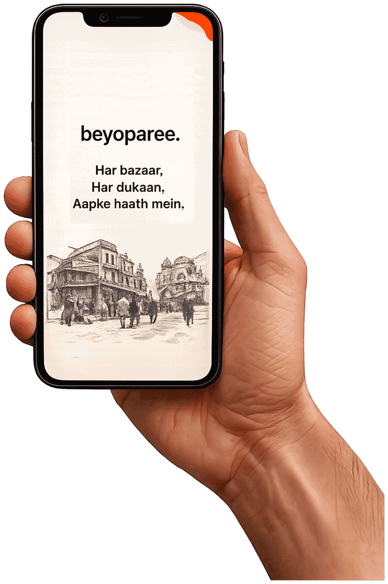 Beyoparee app on a phone held in hand